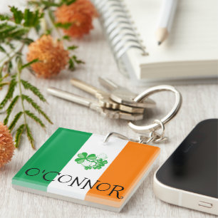 Porte-clés Drapeau irlandais O, Bague de clé CONNOR