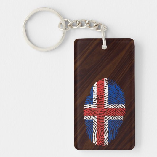 Porte-clés Drapeau islandais d'empreinte digitale de contact (Devant)