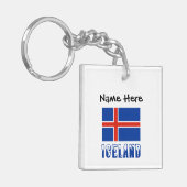 Porte-clés Drapeau islandais Personnalisation noire (Devant gauche)