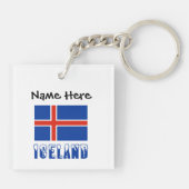 Porte-clés Drapeau islandais Personnalisation noire (Dos)