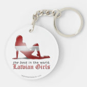 Porte-clés Drapeau letton de silhouette de fille (Dos)