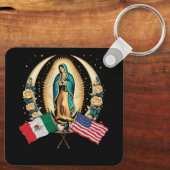 Porte-clés Drapeau Mexicain Américain Notre Dame Virgen De Gu (Verso)