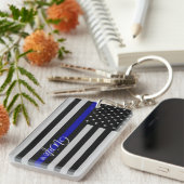 Porte-clés Drapeau mince d'épouse de Blue Line (Devant droit)