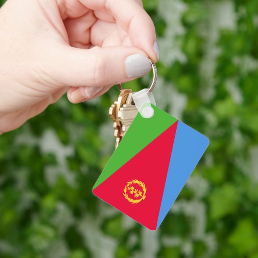 Porte-clés Drapeau National de l'Érythrée Rectangle (main)