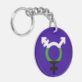 Porte-clés Drapeau Neutrois Symbole Trans (Devant gauche)