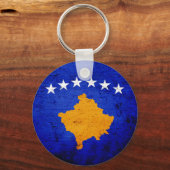 Porte-clés Drapeau noir du Kosovo Grunge (Recto)