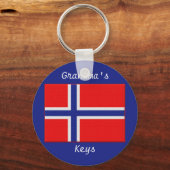 Porte-clés Drapeau norvégien grand-mère personnalisable (Recto)