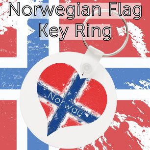 Porte-clés Drapeau norvégien I Heart Norway
