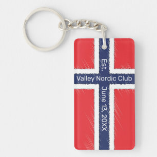 Porte-clés Drapeau norvégien personnalisé avec nom ou initial