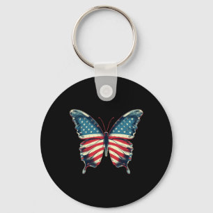 Porte-clés Drapeau Papillon Usa Drapeau Vintage mignon Améric