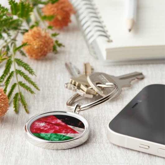 Porte-clés Drapeau patiné jordanien (Côté)