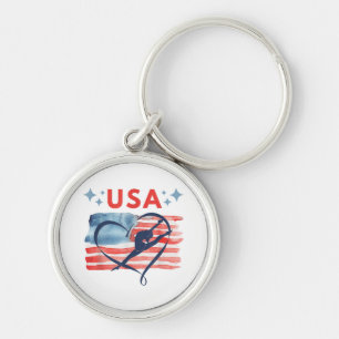 Porte-clés Drapeau patriotique américain Gymnastique Design p