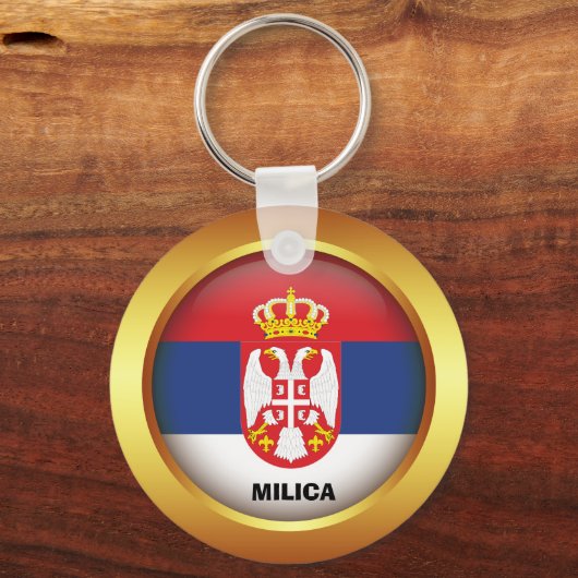 Porte-clés Drapeau patriotique de Serbie (Recto)