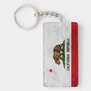 Porte-clés Drapeau patriotique grunge d'état de la Californi