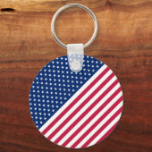 Porte-clés Drapeau Patriotique USA Rouge Blanc Bleu Étoiles R (Recto)
