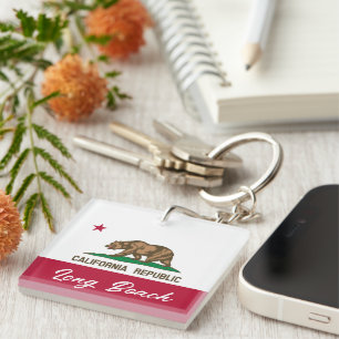 Porte-clés Drapeau personnalisé de la République de Long Beac