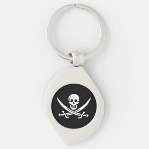 Porte-clés Drapeau pirate crâne épées croisées
