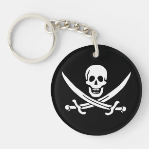 Porte-clés Drapeau pirate crâne épées croisées