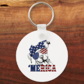 Porte-clés Drapeau Pitbull 4 juillet Amérique (Recto)