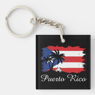 Porte-clés Drapeau Porto Rico vintage Coqui Boricua
