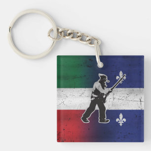 Porte-clés Drapeau Québec et Patriote Henri Julien érodé