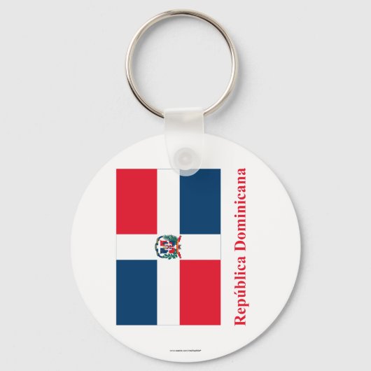 Porte-clés Drapeau République Dominicaine avec nom en espagno (Recto)