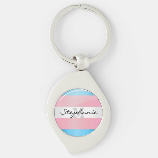 Porte-clés Drapeau rond brillant de fierté de transsexuel (Devant)