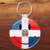 Porte-clés Drapeau rond brillant République Dominicaine (Recto)