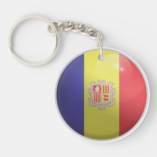 Porte-clés Drapeau rond d'Andorre (Devant)