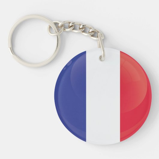 Porte-clés Drapeau rond de la France (Devant)