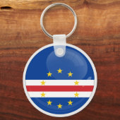 Porte-clés Drapeau rond en forme d'icône du Cap-Vert (Verso)