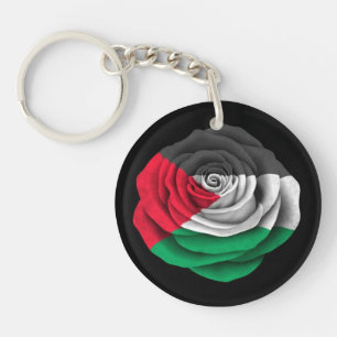 Porte-clés Drapeau rose de Palestinien sur le noir