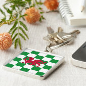 Porte-clés Drapeau rouge de dragon celtique À damiers créatur (Côté)