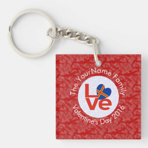 Porte-clés Drapeau rouge LOVE personnalisé des îles Åland