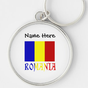 Porte-clés Drapeau roumain de Roumanie personnalisation noire