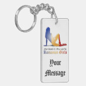 Porte-clés Drapeau roumain de silhouette de fille (Devant gauche)