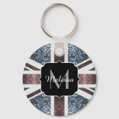 Porte-clés Drapeau Rustique UK rouge bleu étincelants parties (Recto)