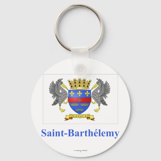 Porte-clés Drapeau Saint Barthélemy avec nom en français (Recto)