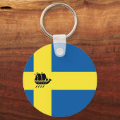 Porte-clés Drapeau suédois avec Viking Ship Scandinave (Recto)