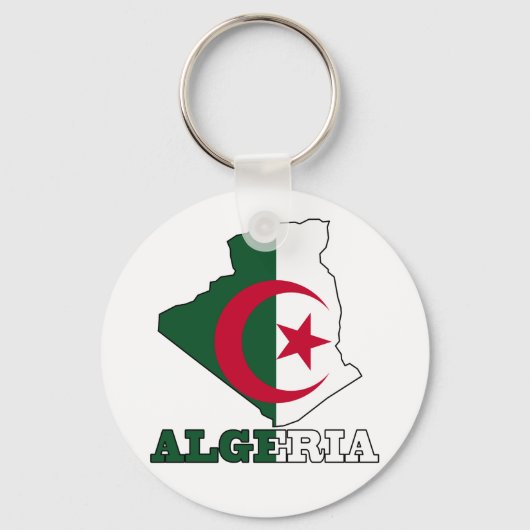 Porte-clés Drapeau sur la carte d'Algérie (Recto)