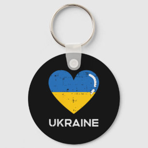 Porte-clés Drapeau Ukraine Cœur Pochette Amour Ukrainiennes F