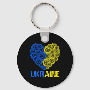 Porte-clés Drapeau Ukraine Tournesol Cœur Vintage Amour Ukrai