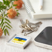 Porte-clés Drapeau ukrainien et armoiries. Ukraine (Côté)