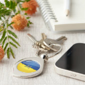 Porte-clés Drapeau ukrainien rond brillant (Côté )