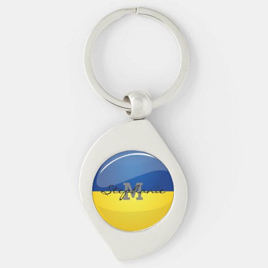 Porte-clés Drapeau ukrainien rond brillant (Devant)
