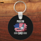Porte-clés Drapeau US 4 juillet Fête des pères Pigeon Papa (Recto)