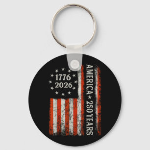 Porte-clés Drapeau USA 250 Ans Anniversaire 1776-2026 Liberté