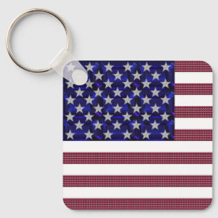 Porte-clés Drapeau USA Art en Pierres Précieuses
