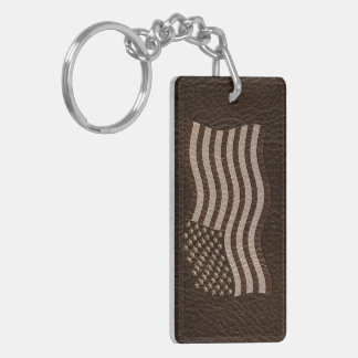Porte-clés Drapeau USA aspect cuir foncé