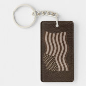 Porte-clés Drapeau USA aspect cuir foncé (Devant)